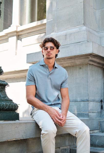 Stenströms Mercerized Cotton Polo Shirt Blue